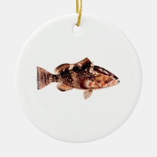 Ornement Rond En Céramique Poissons de mérou