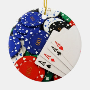 Ornement Rond En Céramique Poker