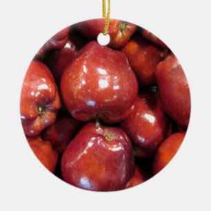 Ornement Rond En Céramique Pommes rouge foncé