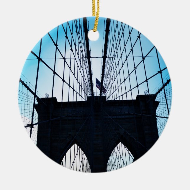 Ornement Rond En Céramique Pont de Brooklyn, New York (Devant)