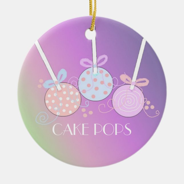 Ornement Rond En Céramique Pops de gâteau pastel (Devant)
