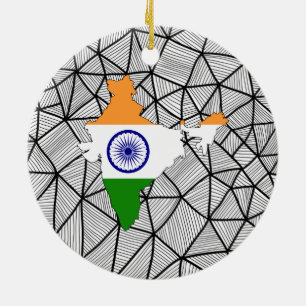 Ornement Rond En Céramique Pour des enfants : Drapeau créatif de l'Inde avec