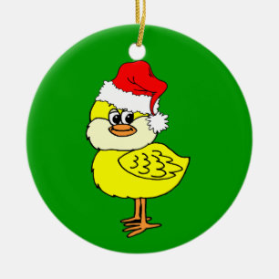 Ornement Rond En Céramique Poussin de Noël