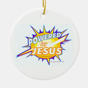 Ornement Rond En Céramique Powered by Jesus Ornament