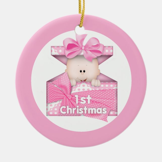 Ornement Rond En Céramique Premier Noël de bébé (Devant)
