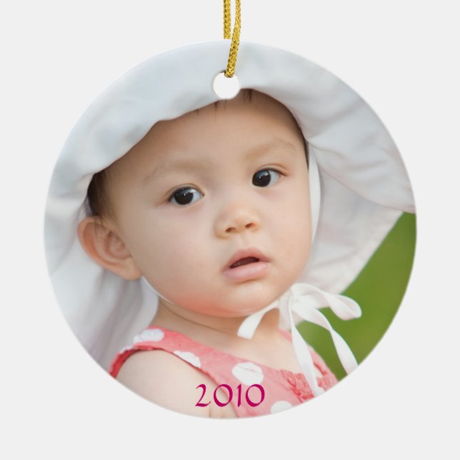 Ornement Rond En Céramique Premières vacances de Noël du bébé (Devant)