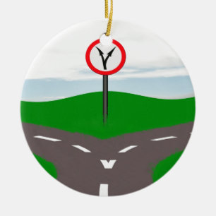 Ornement Rond En Céramique Prendre une décision sur la route
