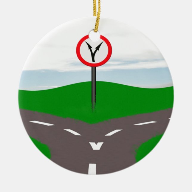 Ornement Rond En Céramique Prendre une décision sur la route (Devant)