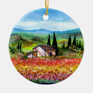 ORNEMENT ROND EN CÉRAMIQUE PRINTEMPS EN TOSCANE