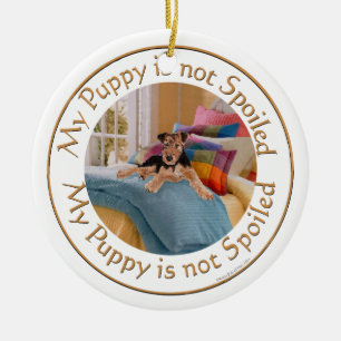 Ornement Rond En Céramique Puppy