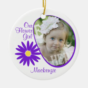 Ornement Rond En Céramique Purple Daisy Flower Girl Photo