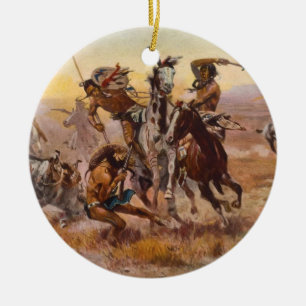 Ornement Rond En Céramique Quand Sioux et Blackfeet se sont réunis par