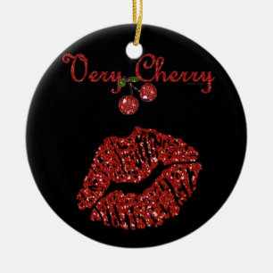 Ornement Rond En Céramique RAB Rockabilly très Cherry Kiss