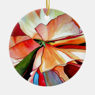 Ornement Rond En Céramique Rainbow Begonia flower watercolour original