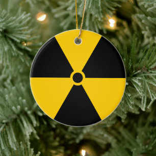 Ornement Rond En Céramique Réacteur nucléaire radioactif jaune et noir