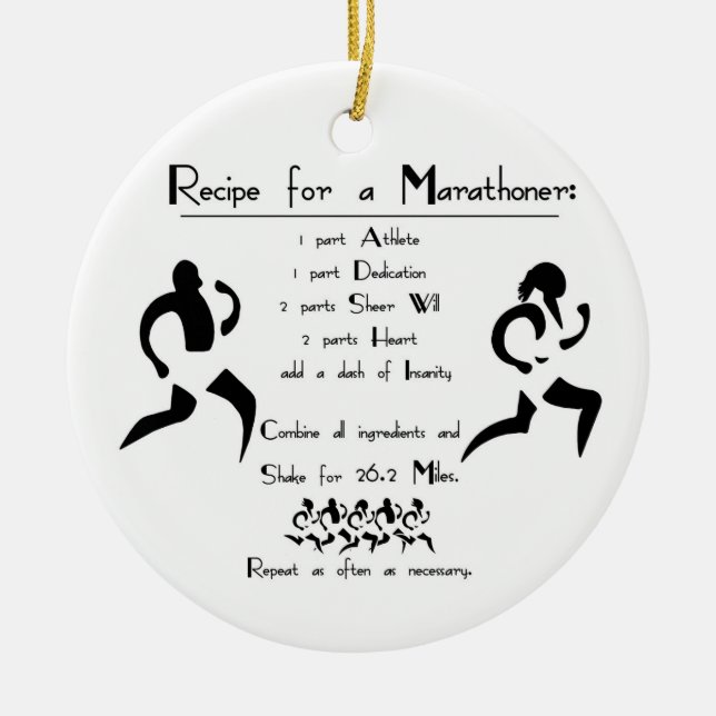 Ornement Rond En Céramique Recette pour un Marathoner (Devant)