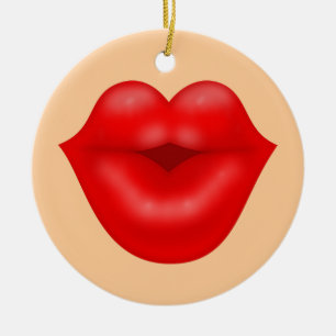 Ornement Rond En Céramique Red lips big kiss