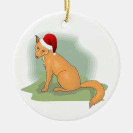 Ornement Rond En Céramique Renard haït de Père Noël