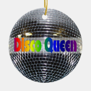Ornement Rond En Céramique Rétro reine argentée brillante de disco