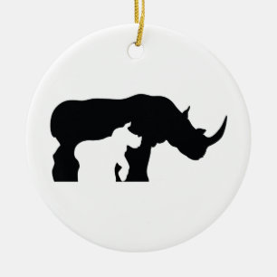 Ornement Rond En Céramique Rhino noir et blanc