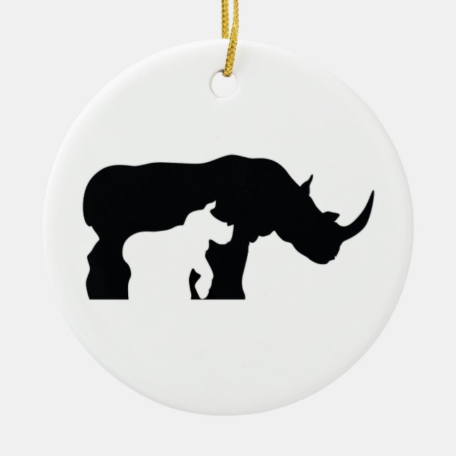 Ornement Rond En Céramique Rhinocéros noir et blanc (Devant)