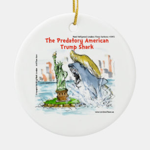 Ornement Rond En Céramique Rick London Drôle Trump Requin