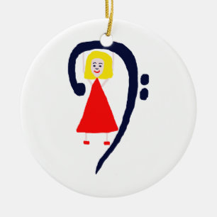 Ornement Rond En Céramique Robe rouge bleue femelle blonde de clef basse