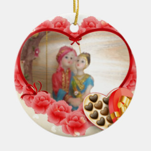 Ornement Rond En Céramique Romantique Amour Coeur Art Imprimer