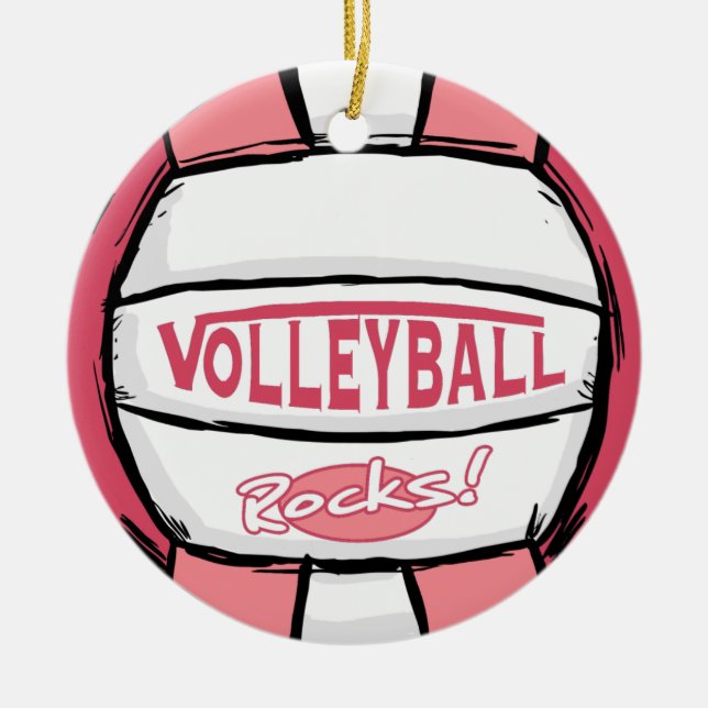 Ornement Rond En Céramique Rose de roches de volleyball (Devant)