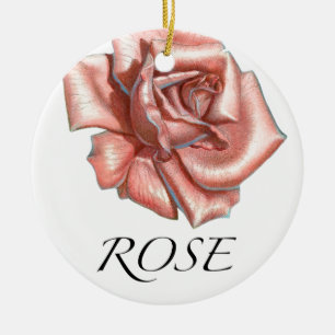 Ornement Rond En Céramique Rose de rose