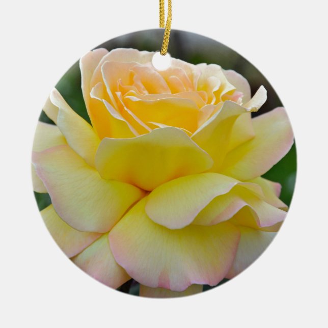 Ornement Rond En Céramique rose jaune simple (Devant)