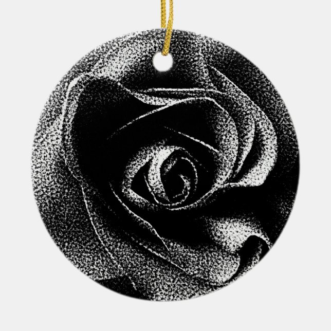ORNEMENT ROND EN CÉRAMIQUE ROSE NOIR (Devant)
