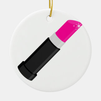 Ornement Rond En Céramique Rouge à lèvres rose