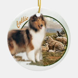 Ornement Rond En Céramique Rough Collie Keeper of the Sheep