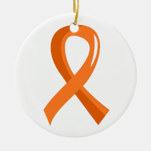 Ornement Rond En Céramique Ruban orange 3 de leucémie