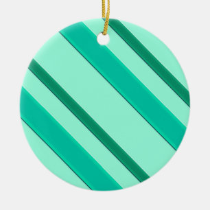 Ornement Rond En Céramique Rubans de velours, turquoise et aqua