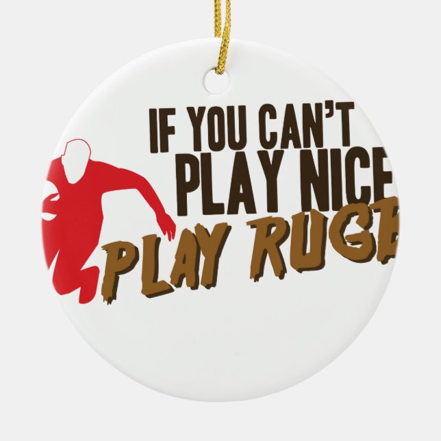 Ornement Rond En Céramique Rugby de jeu (Devant)