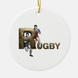 Ornement Rond En Céramique Rugby SUPÉRIEUR
