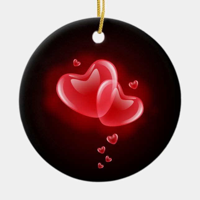 Ornement Rond En Céramique Saint Valentin, coeur éblouissant (Devant)