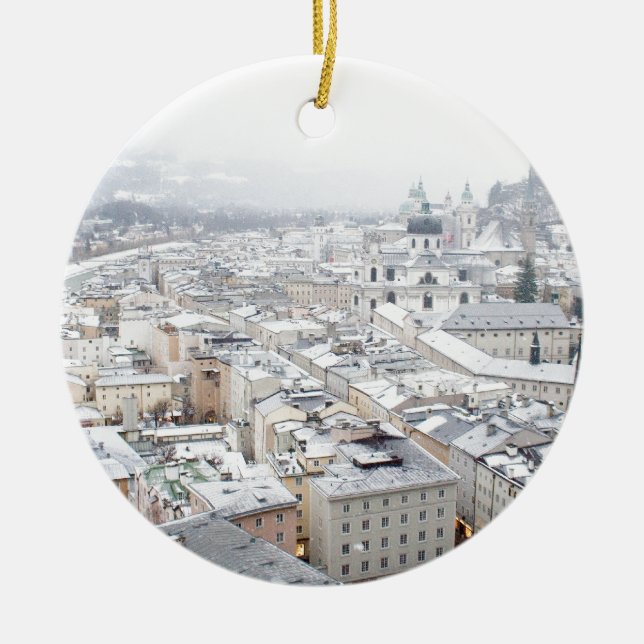 Ornement Rond En Céramique Salzbourg (Autriche) Photo, I love Salzburg (Devant)