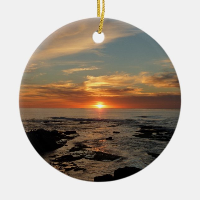 Ornement Rond En Céramique San Diego Sunset II California Seascape (Devant)