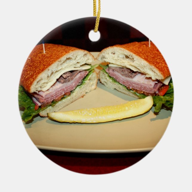Ornement Rond En Céramique Sandwich Smile (Devant)