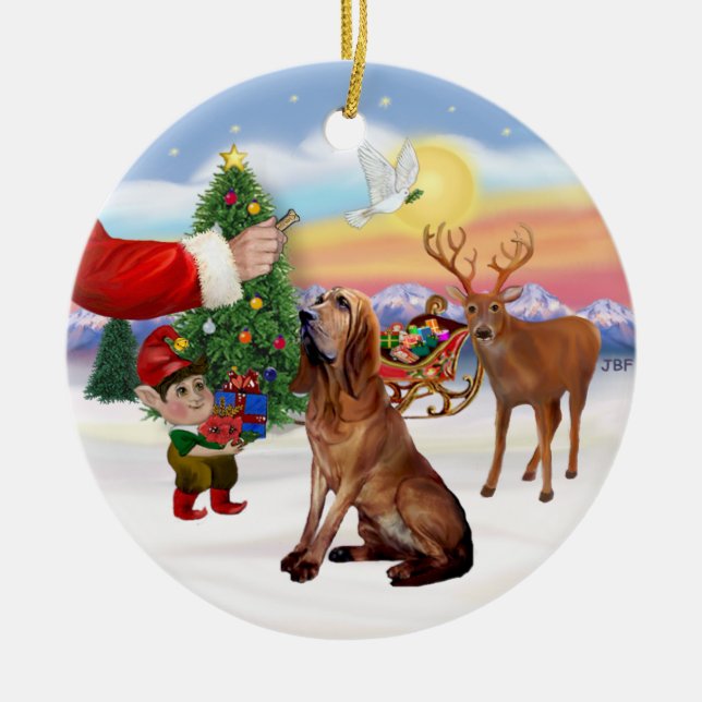 Ornement Rond En Céramique Santas Treat - Bloodhound (Devant)