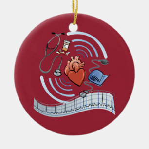 Ornement Rond En Céramique Santé de coeur