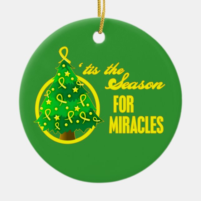 Ornement Rond En Céramique Sarcome Cancer Miracles de Noël (Devant)