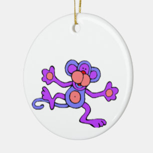 Ornement Rond En Céramique Sauter le singe