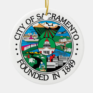 Ornement Rond En Céramique Sceau de la ville de Sacramento
