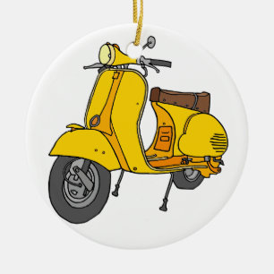 Ornement Rond En Céramique Scooteur jaune