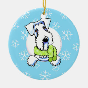 Ornement Rond En Céramique Sealyham Terrier l'a laissé neiger