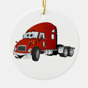 Ornement Rond En Céramique Semi-camionnette rouge